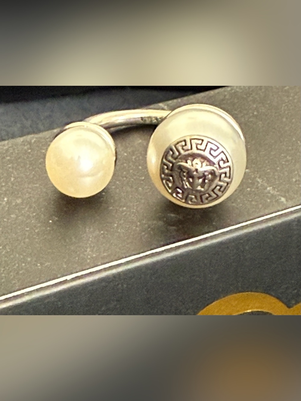 Versace Pearl and Silver Medusa Cufflinks